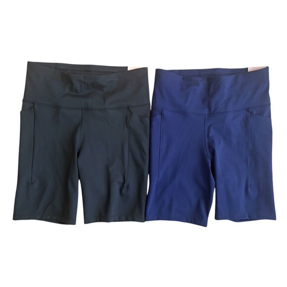 Lot of 2 CALIA Powermove High Rise 7" Bike Shorts Women's Small Black Navy Blue